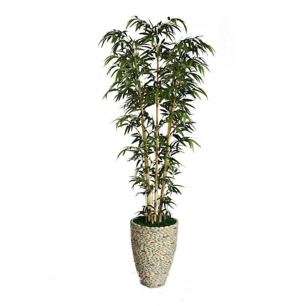 VINTAGE HOME 86 in. Artificial Tall Natural Bamboo Tree in 16 in. Artificial Fiberstone Planter