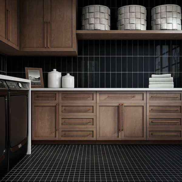 Restore Black 12 in. x 12 in. Matte Ceramic Mosaic Tile (10 sq. ft./Case)