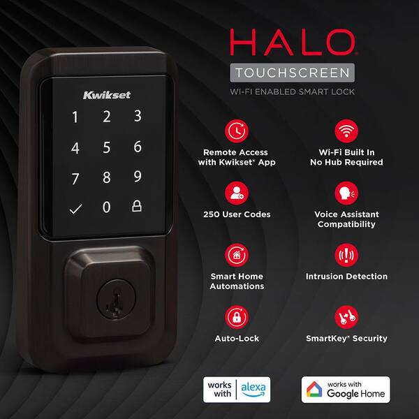 Kwikset HALO Venetian Bronze Touchscreen Single-Cylinder Electronic Smart Lock Deadbolt W/Halifax Square Lever Project Pack