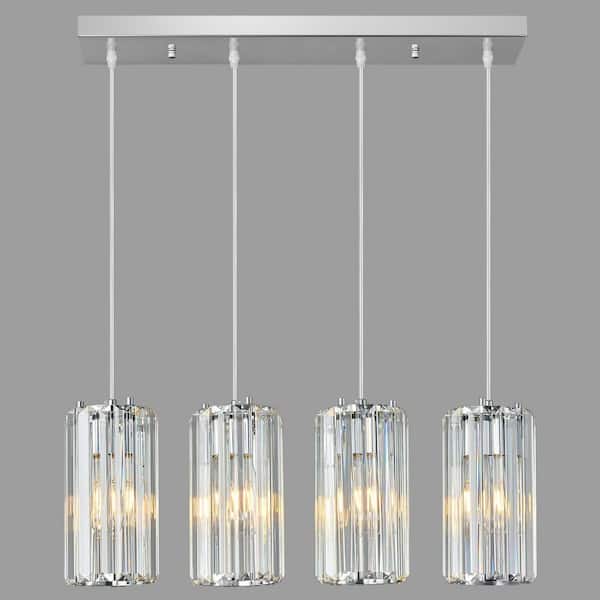 Home Lighting 4-Light Chrome Pendant Lighting Modern Pendant Light, Mini Crystal Chandeliers