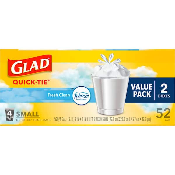 Glad Small Quick Tie Fresh Clean Odor Shield Trash Bags – RoomBox