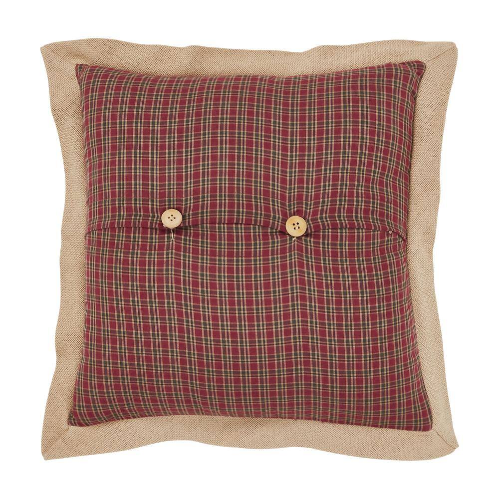 Cider Mill Red and Green Embroidered Cotton Square Pillow