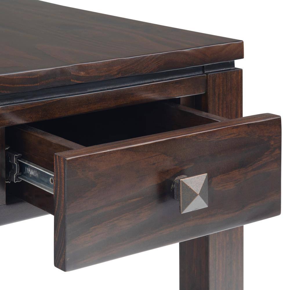 Cosmopolitan Mahogany Brown Solid Pine Narrow Side Table with Storage