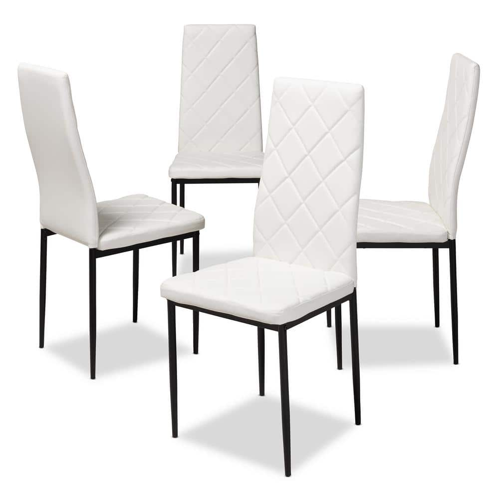 Baxton Studio Blaise White Faux Leather Upholstered Dining Chair (Set ...