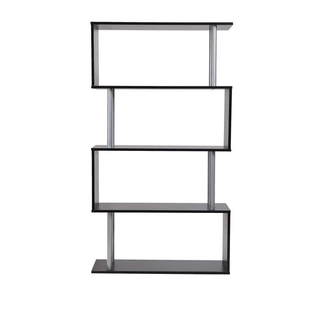 cadeninc 30 in. W Black Wood 4Shelf Standard Bookcase with Open Storage YeaLQD2PLJV The