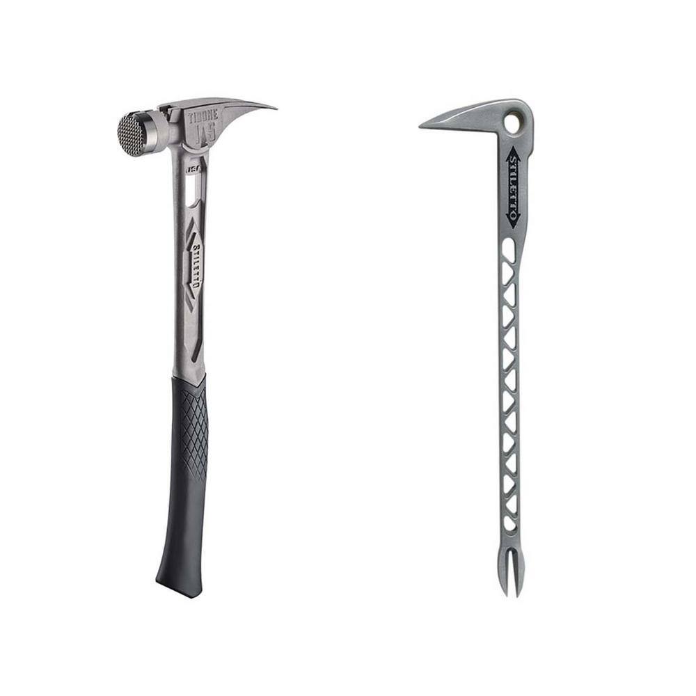 Milwaukee 15 oz. TiBone Milled Face with Curved Handle with 12 in. Titanium Clawbar Nail Puller with Dimpler (2-Piece)