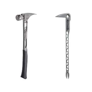 15 oz. TiBone Milled Face with Curved Handle with 12 in. Titanium Clawbar Nail Puller with Dimpler (2-Piece)