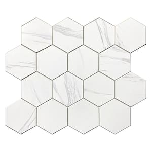 Marble Hex 10.83 in. x 11.81 in. SPC Peel and Stick Backsplash Tile (0.9 sq. ft./pack)