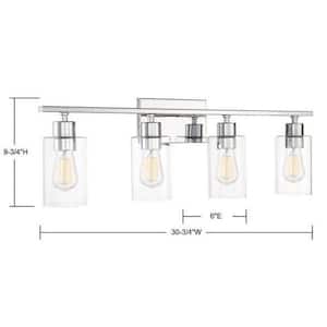 Lambert 30.88 in. W x 9.75 in. H 4-Light Polished Chrome Bathroom Vanity Light with Clear Glass Shades