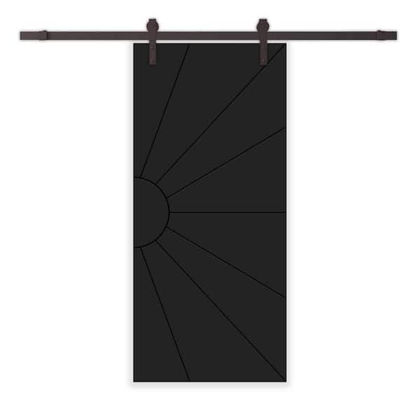 CALHOME 24 in. x 80 in. Black Painted Composite MDF Sliding Barn Door with Hardware Kit