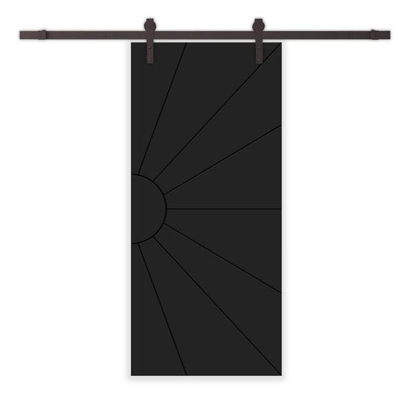 CALHOME 24 in. x 84 in. Black Painted Composite MDF Sliding Barn Door with Hardware Kit