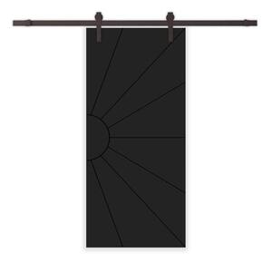 30 in. x 80 in. Black Stained Composite MDF Paneled Interior Sliding Barn Door with Hardware Kit