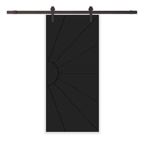 36 in. x 80 in. Black Stained Composite MDF Paneled Interior Sliding Barn Door with Hardware Kit