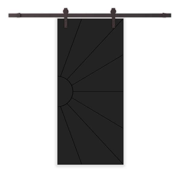 CALHOME 42 in. x 96 in. Black Stained Composite MDF Paneled Interior Sliding Barn Door with Hardware Kit