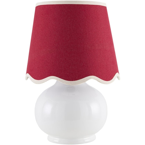 Livabliss Stella Diminuta White/Red Cottage 13.8 in. Indoor Accent Table Lamp