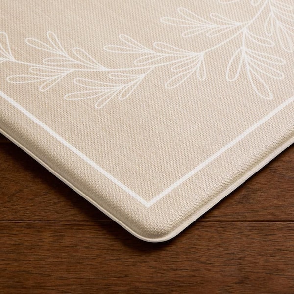 Bloomfield Home Sweet Home Leaf Frame 18 in. x 30 in. Beige Indoor Comfort Kitchen Mat