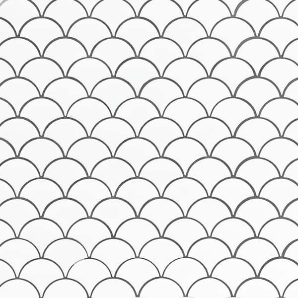 White Glossy Fish Scale Pattern Mosaic - MSI Backsplash Tile