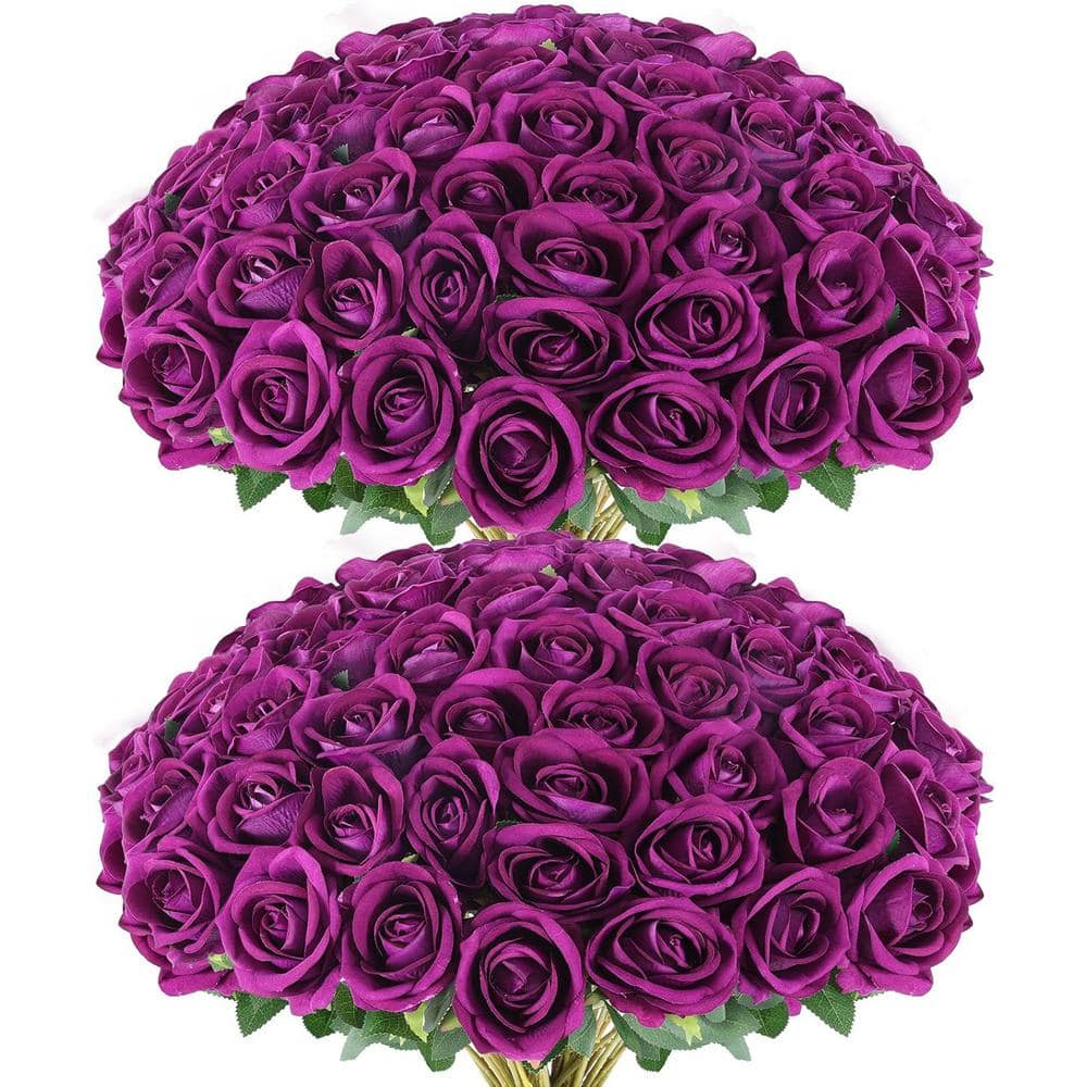 14 in. Indoor/Outdoor Purple Artificial Roses