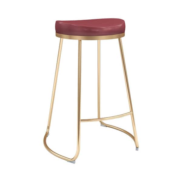 ZUO Bree 26.2 in. Burgundy Counter Stool (Set of 2)