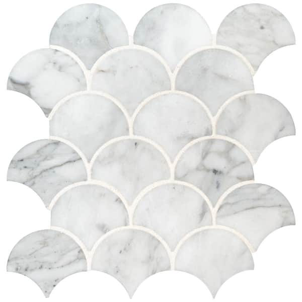 MSI Calacatta Cressa Blanco 12 in. x 14.5 in. Polished Marble Look Floor and Wall Tile (9.3 sq. ft./Case)