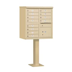 Sandstone USPS Access Cluster Box Unit with 12 A Size Doors and Pedestal