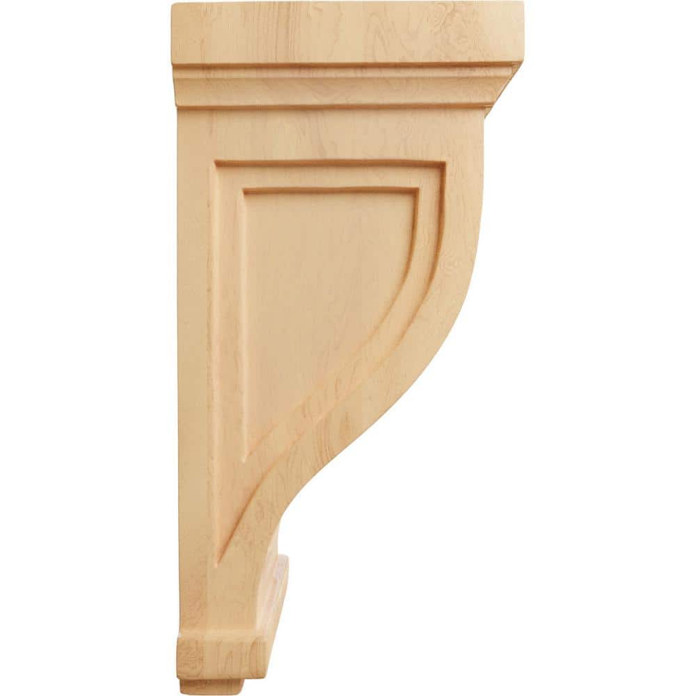 Traditional Red Oak Recessed Corbel, 4.75"W x 5"D x 10"H
