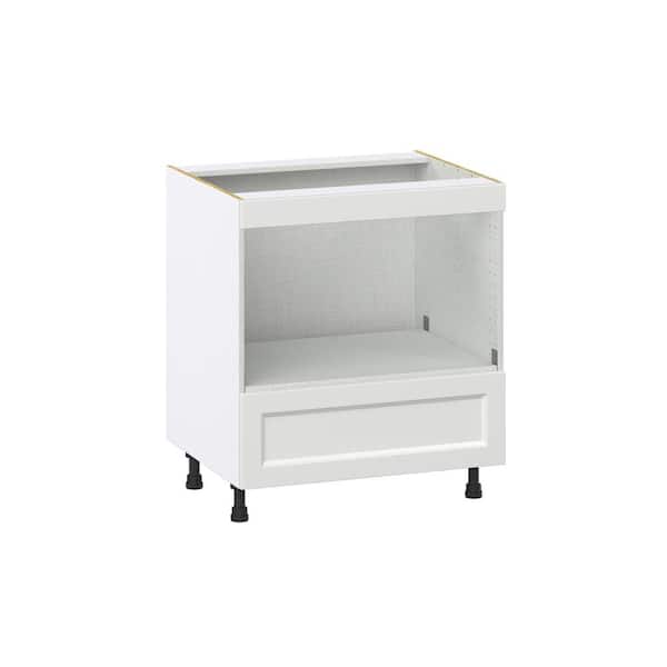 J COLLECTION Laramie 30 in. W x 24 in. D x 34.5 in. H Assembled Mircowave Base Kitchen Cabinet in Painted Bright White