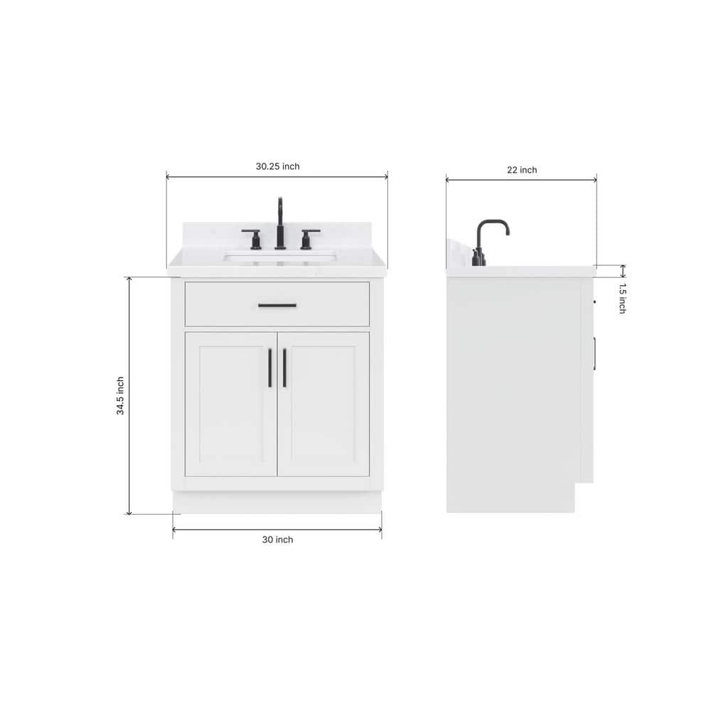 Hepburn 30" White Freestanding Single Basin Vanity Set