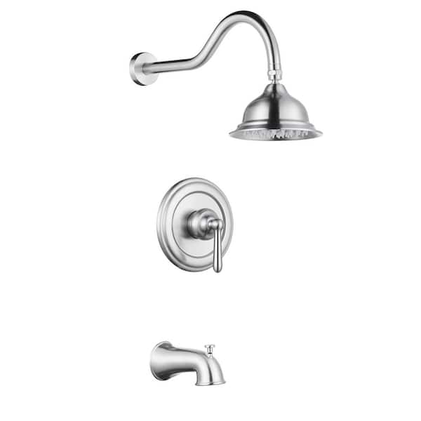 AVITAS Vintage Single Handle 1-Spray Shower Faucet 1.8 GPM with Pressure Balance and Tub Spout in. Nickel (Valve Included)