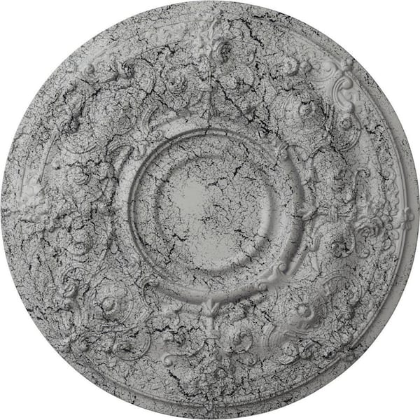 Ekena Millwork 1-3/4 in. x 28-1/8 in. x 28-1/8 in. Polyurethane Oslo Ceiling Medallion, Ultra Pure White Crackle