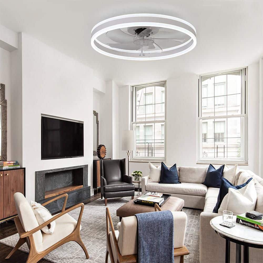 Shinevoy 20 in. Indoor Modern White Ceiling Fan with LED Light