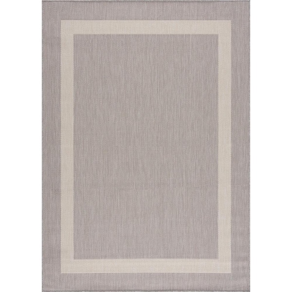 Summer Gray 10 ft. x 14 ft. Bordered Indoor Outdoor Area Rug
