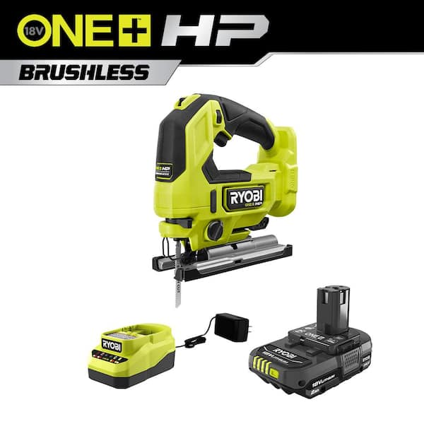 RYOBI ONE+ HP 18V Brushless Cordless Jig Saw with 2.0 Ah Battery and Charger
