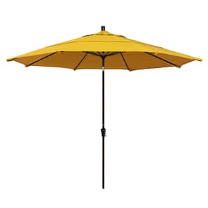 11 ft. Bronze Aluminum Market Auto Tilt Patio Umbrella in Lemon Olefin