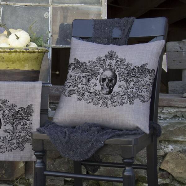 Heritage Lace Gothic Gray Geometric Polyester 18 in. x 18 in. Throw Pillow