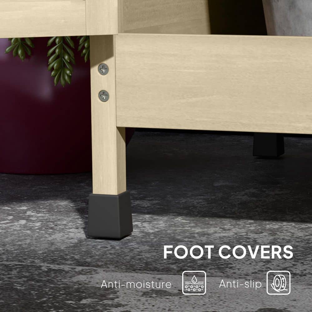 Natural Wooden Potting Bench with Storage and Sink