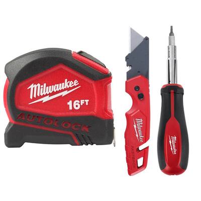 FASTBACK 1 in. Folding Utility Knives with Tape Measure and 11-in-1 Screwdriver (3-Piece)
