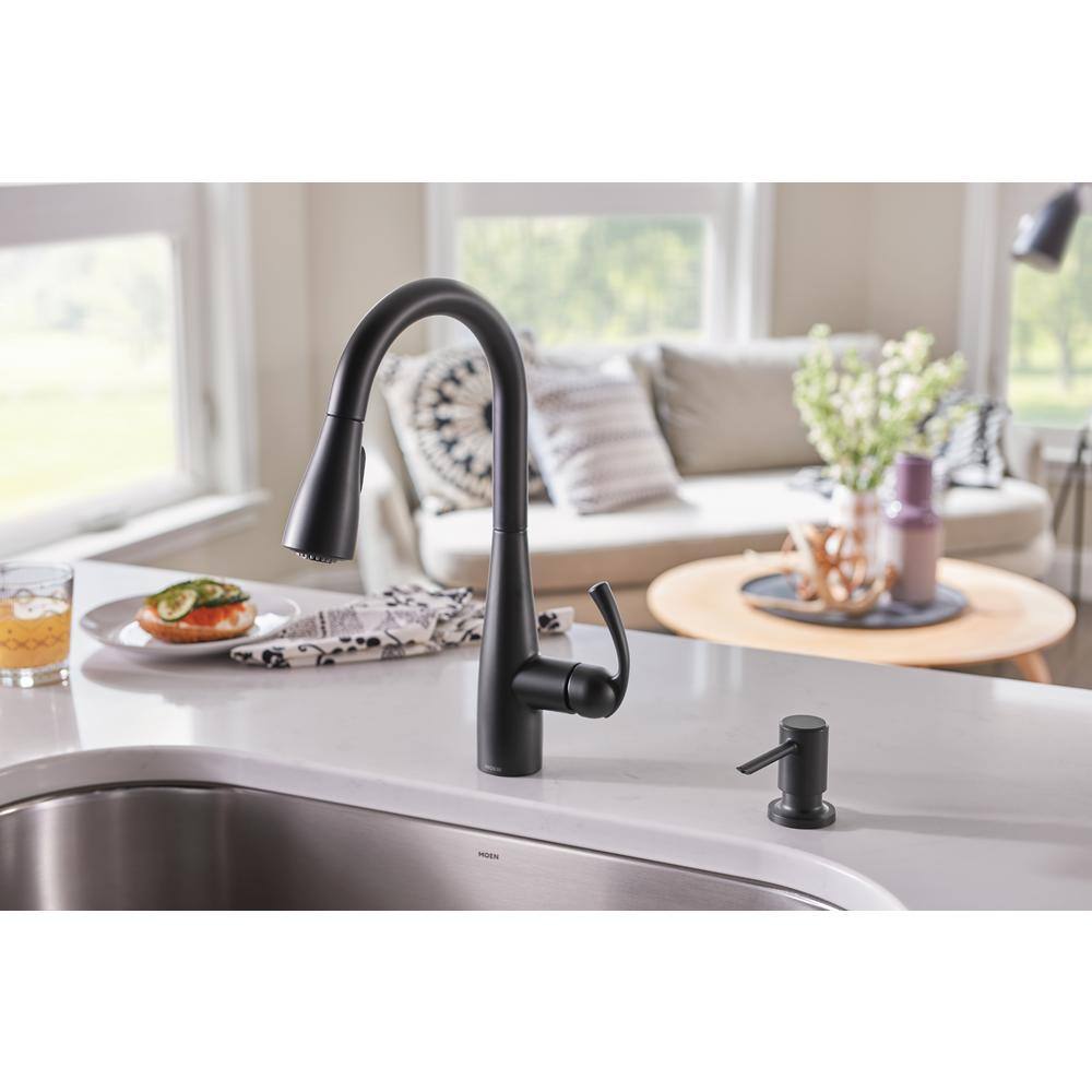 Matte Black Pull-Down Sprayer Kitchen Faucet with Soap Dispenser