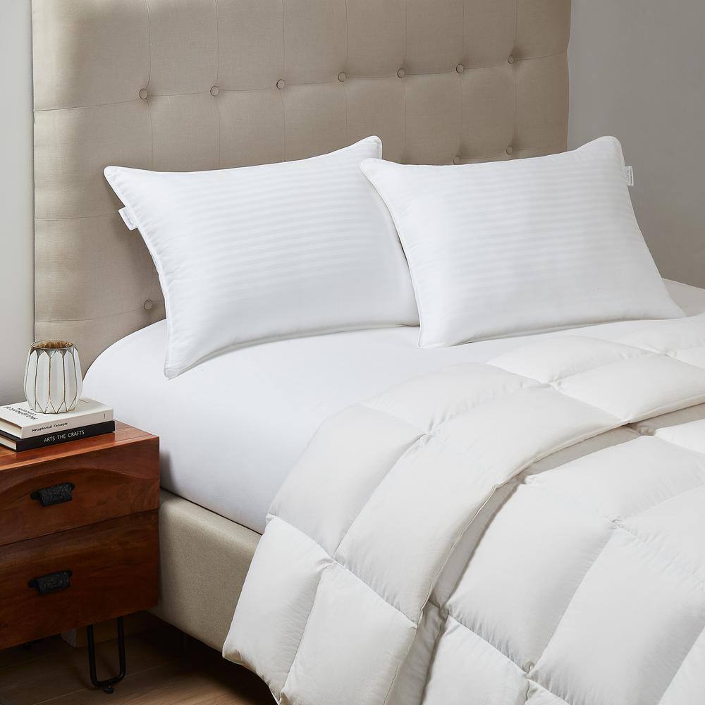 Queen Size White Cotton Down Alternative Sleeping Pillows, Set of 2
