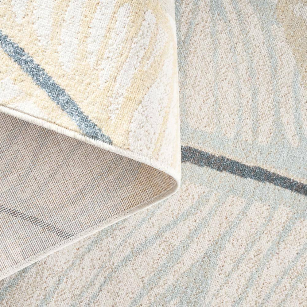 Ivory and Multicolor Synthetic Rectangular Tropical Area Rug