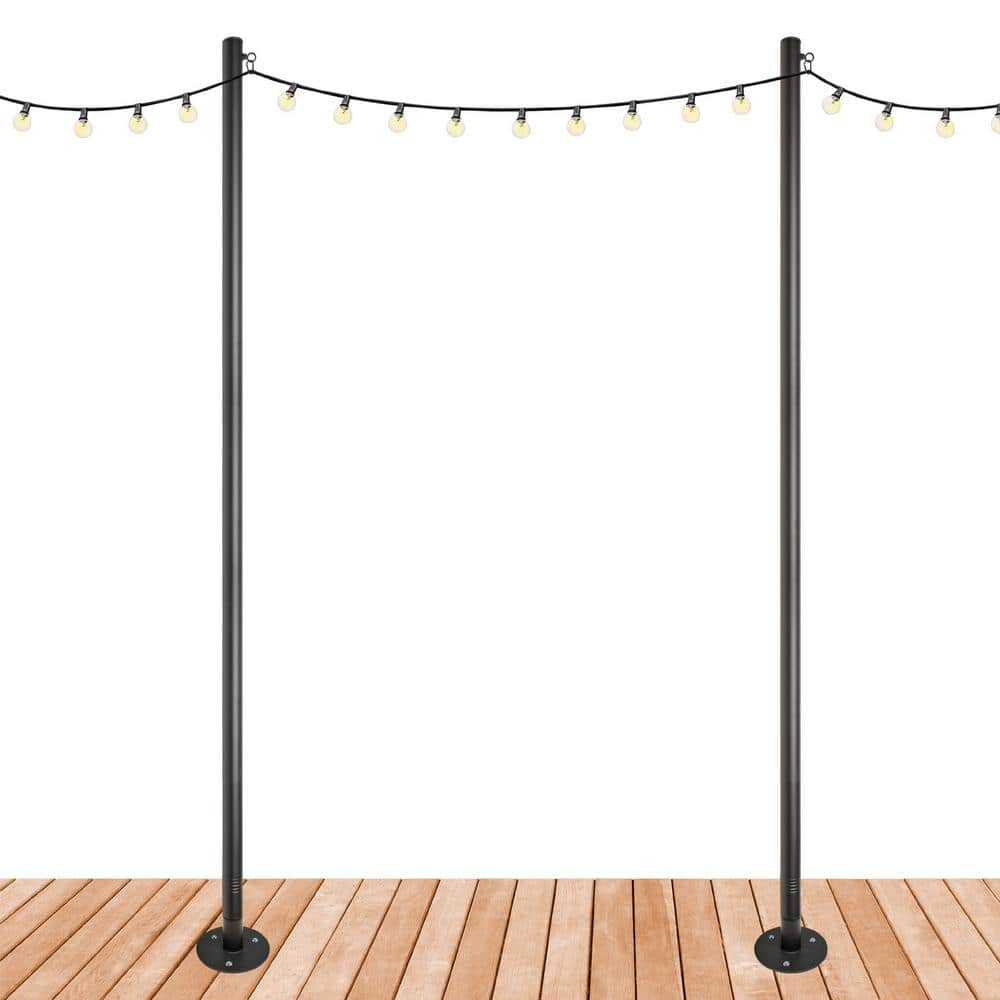 EXCELLO GLOBAL PRODUCTS Two 10 ft. White String Light Poles EGP-HD-0359-WHT  - The Home Depot