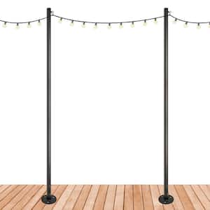 Two 10 ft. Premium String Light Poles For Deck/Concrete, Black