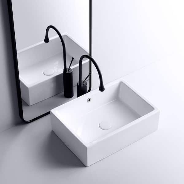Eridanus Dublin 20 in. x 15 in. Crisp White Vitreous China Rectangular Bathroom Vessel Sink with Overflow