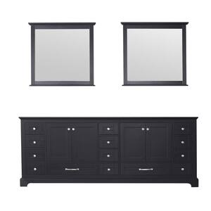 Dukes 84 in. W x 22 in. D Espresso Double Bath Vanity without Top and 34 in. Mirrors