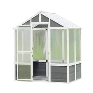 76 in. W x 48 in. D x 86 in. H Outdoor Patio Wooden Polycarbonate White Gray Greenhouse