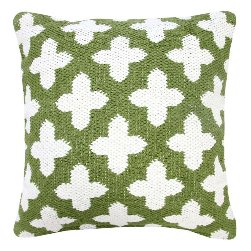 Modern Green / White 20 in. x 20 in. Swiss Sun Woven Geometric Indoor Throw