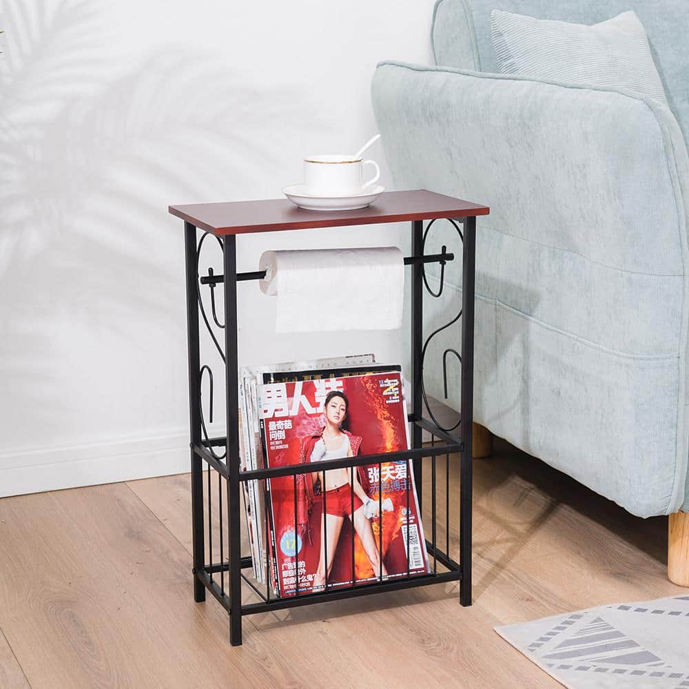 8 in. Rectangle Wood Top Side Table Brown Color - thumbnail 4