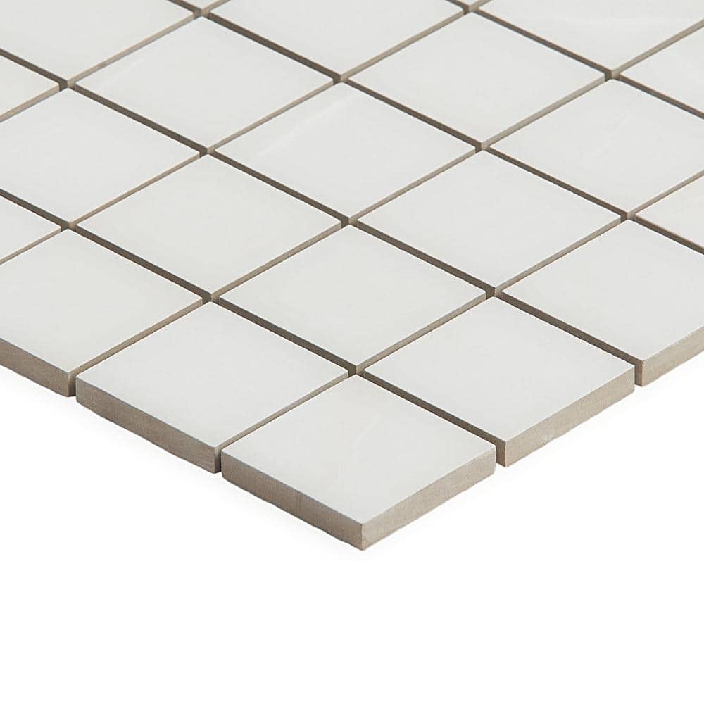 Aztec Onyx Bianco Matte Porcelain Mosaic Tile 12-in x 12-in