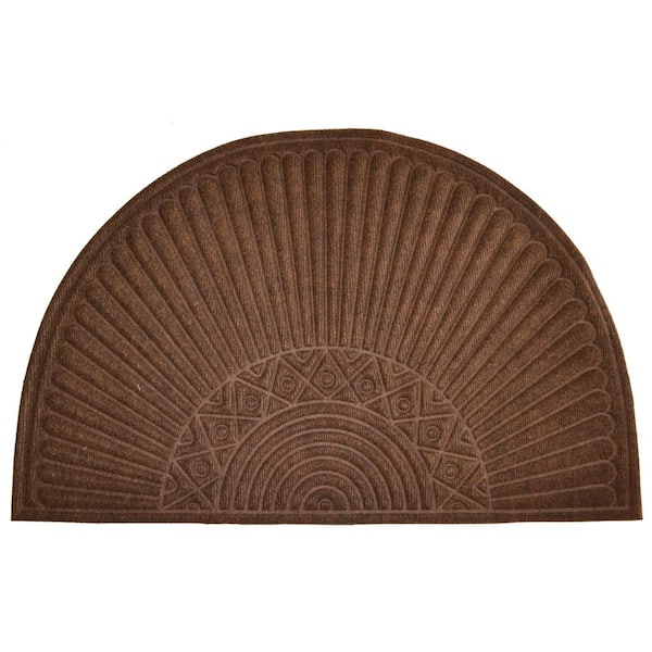 Synthetic Brown Half Round 36 in. x 24 in. Rubber Back Door Mat