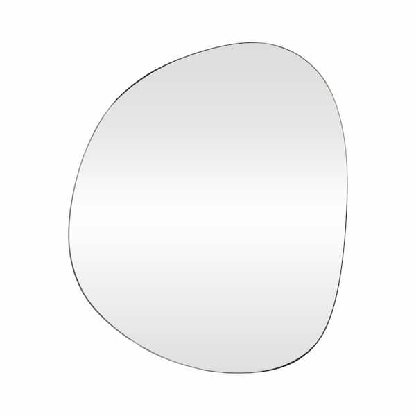 Liv & Skye Black 30 in. x 35 in. Irregular Round Metal Framed Mirror